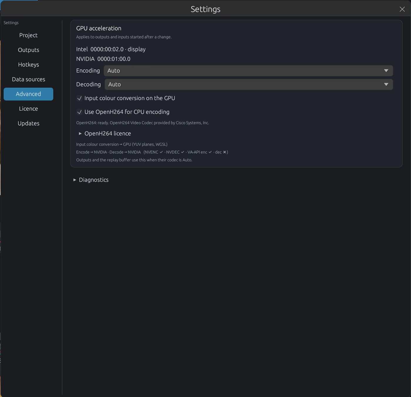 Advanced settings